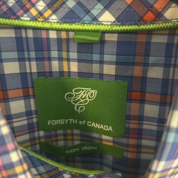 FORSYTH of CANADA non-iron size large blue, and orange checkered - Picture 2 of 4